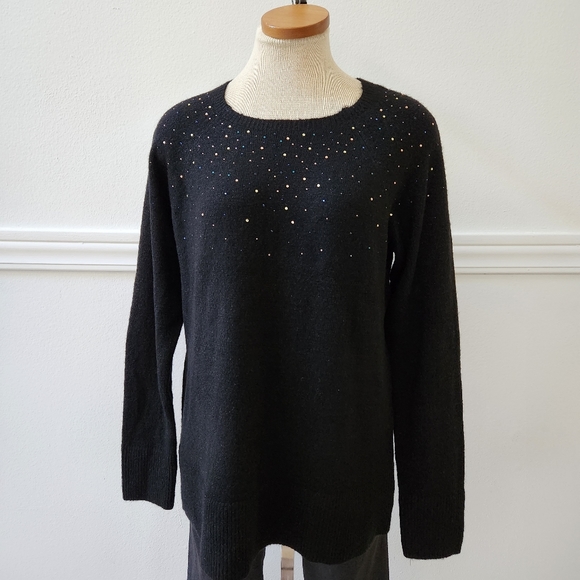 Womens Plus Size Apt. 9 Embellished Crewneck Sweater SZ XL  Black New wi… - Picture 2 of 12
